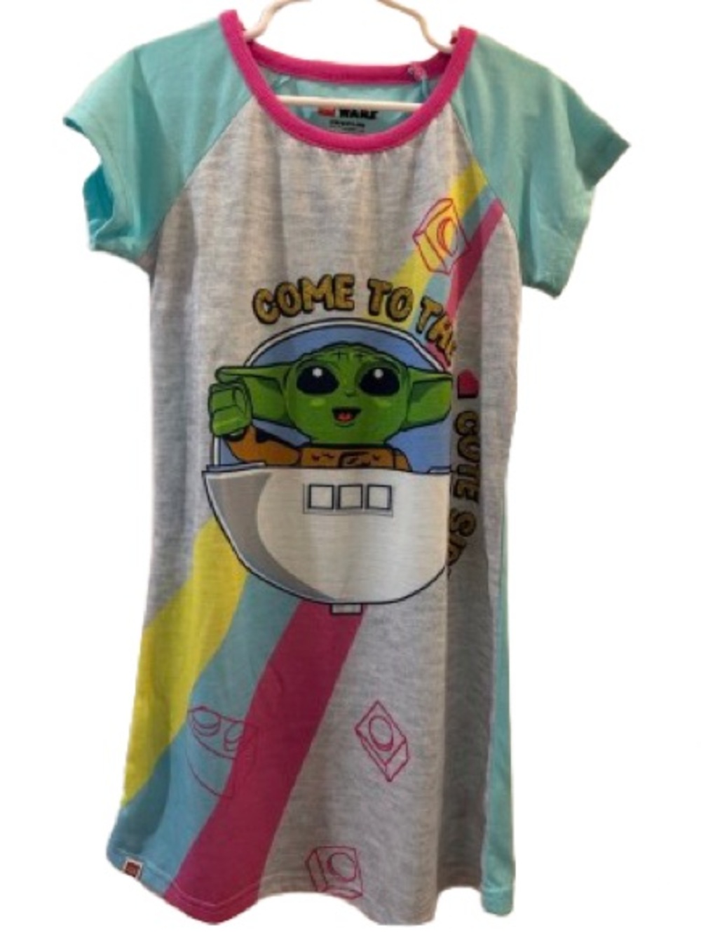Girls Star Wars Grogu Nighgown — Aqua,Gray,Pink,Yellow “come to the cute side”